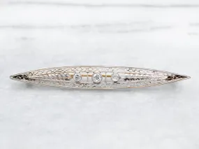 Antique Lace Filigree Pin with European Cut Diamonds