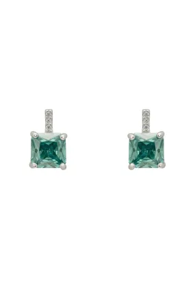 Aria Crystal Stud Earrings Jade Green Silver