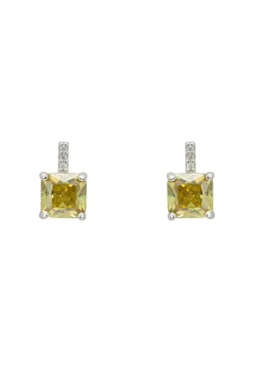 Aria Crystal Stud Earrings Peridot Green Silver