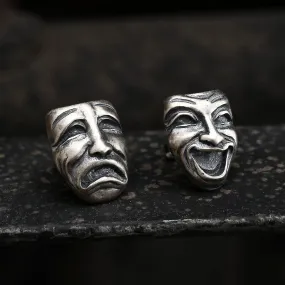 Crying and Smiling Faces Sterling Silver Stud Earrings