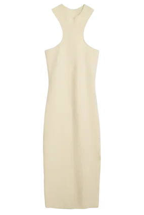 DSTLD Twist Midi Dress in Buttercream