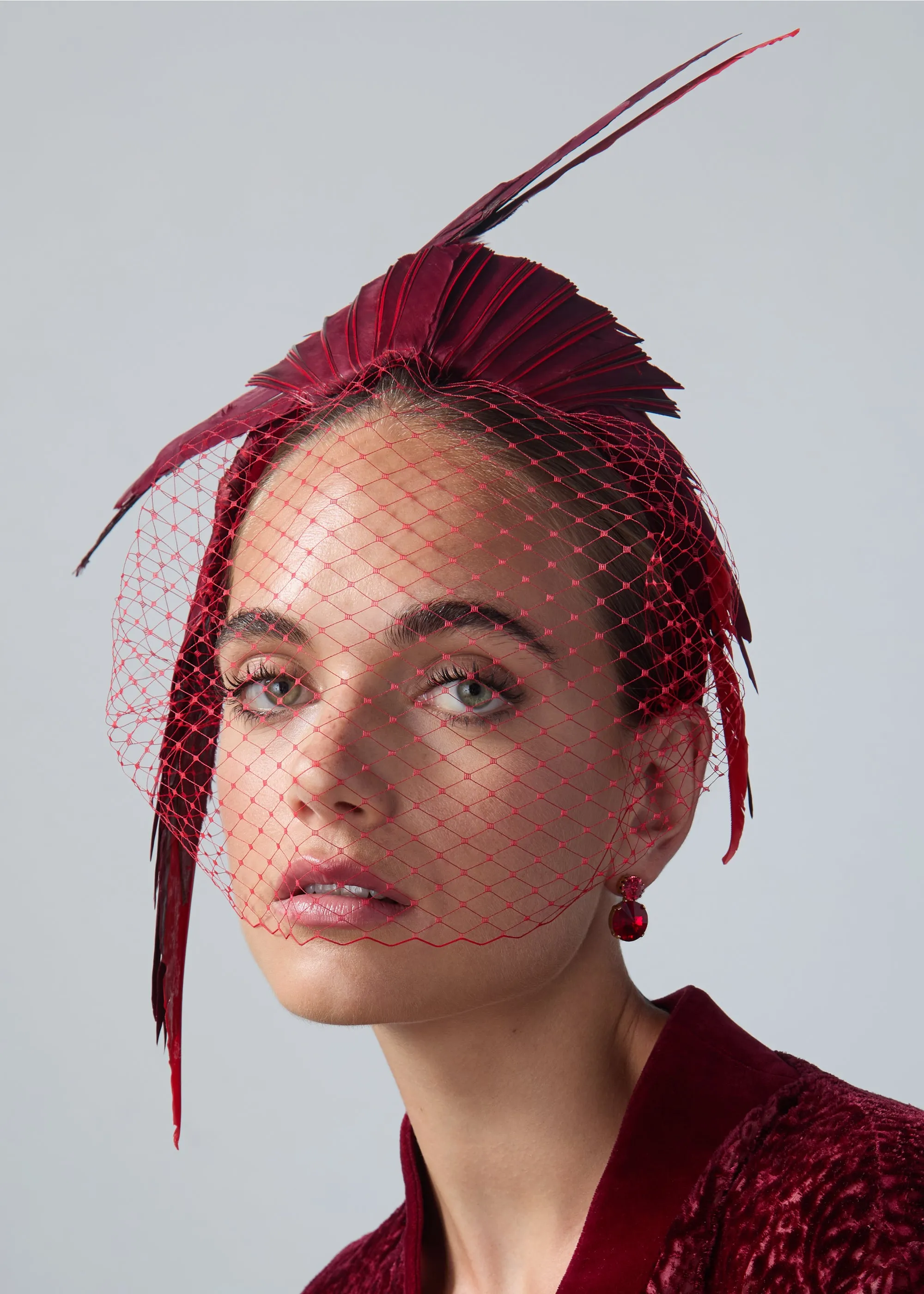 Jennifer Behr x New York Vintage Agnes Headpiece -- Ruby