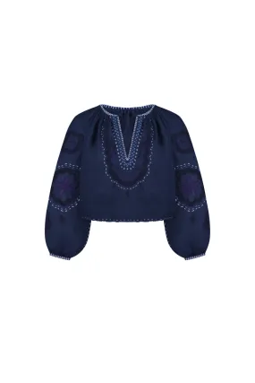 My Sleeping Gypsy Merezhivo Blouse in Navy Blue - ByAdushka