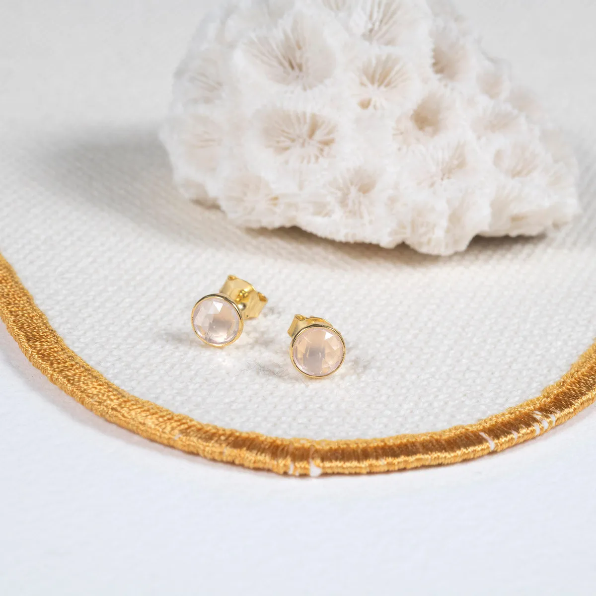 Savanne Gold Vermeil & Rose Quartz Stud Earrings