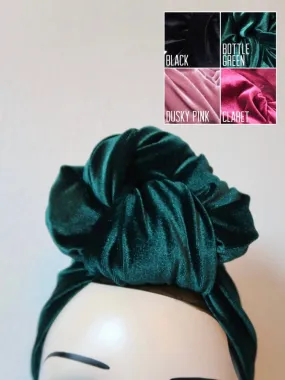 SLOUCHY KNOT Velvet Pre-tied Stretchy Vintage Style Headband in 4 Colours (made to order)