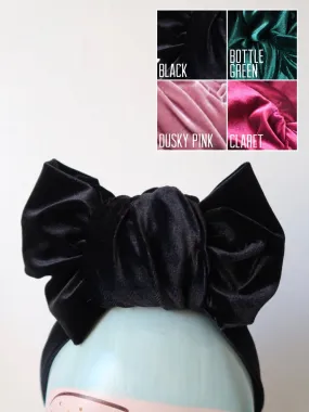 WORKWEAR KNOT Velvet Pre-tied Stretchy Vintage Style Headband in 4 Colours (made to order)